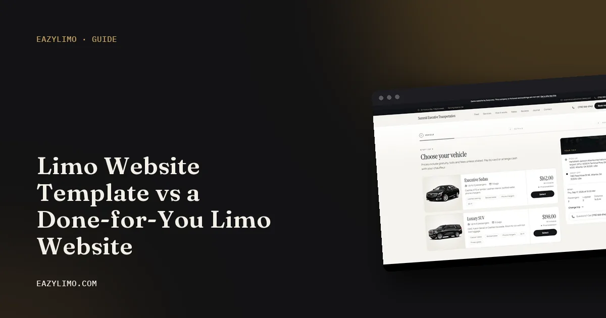 EazyLimo cover: Limo Website Template vs a Done-for-You Limo Website